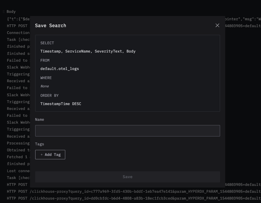 Сохранение �поиска